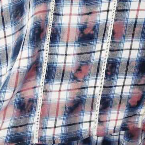 Seven7 Tie Dye Western Plaid Tie front Hi Lo Tunic with Fun Bell Sleeves Sz M - Picture 14 of 15